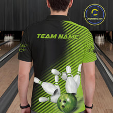 Load image into Gallery viewer, Custom Black And Green Bowling Polo Shirts For Men, Green Bowling Jerseys IPHW9400