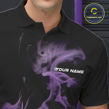 Load image into Gallery viewer, Custom Purple Smoke Bowling Polo Team Shirts For Men, Flame Bowling League Shirt IPHW9563