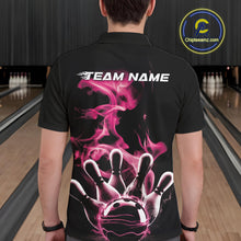 Load image into Gallery viewer, Custom Pink Smoke Bowling Polo Team Shirts For Men, Flame Bowling League Shirt IPHW9564