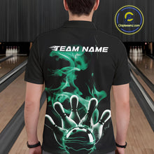 Load image into Gallery viewer, Custom Green Smoke Bowling Polo Team Shirts For Men, Flame Bowling League Shirt IPHW9566