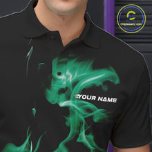 Load image into Gallery viewer, Custom Green Smoke Bowling Polo Team Shirts For Men, Flame Bowling League Shirt IPHW9566