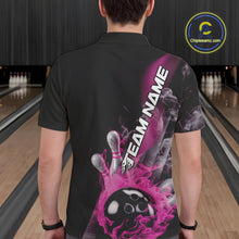 Load image into Gallery viewer, Custom Pink Flame Strike Bowling Team Polo Shirts For Men, Fire Bowling Jerseys IPHW9573