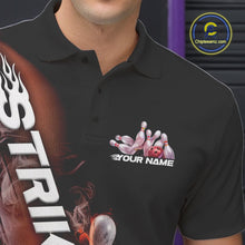 Load image into Gallery viewer, Custom Orange Flame Strike Bowling Team Polo Shirts For Men, Fire Bowling Jerseys IPHW9574