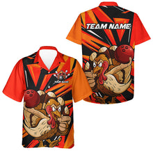 Load image into Gallery viewer, Custom Funny Turkey Bowling Shirts For Men, Orange Thanksgiving Bowling Shirt Team Uniform IPHW7587