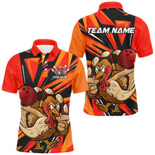 Load image into Gallery viewer, Custom Funny Turkey Bowling Shirts For Men, Orange Thanksgiving Bowling Shirt Team Uniform IPHW7587