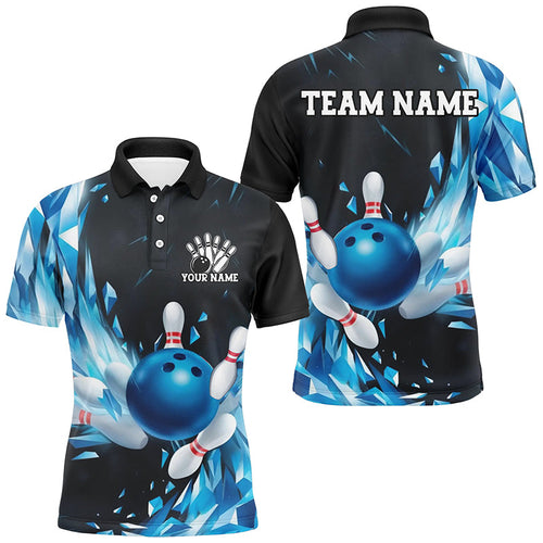 Ice Blue Custom Bowling Shirts For Men, Bowling Team Uniform Bowlers Outfits IPHW7596