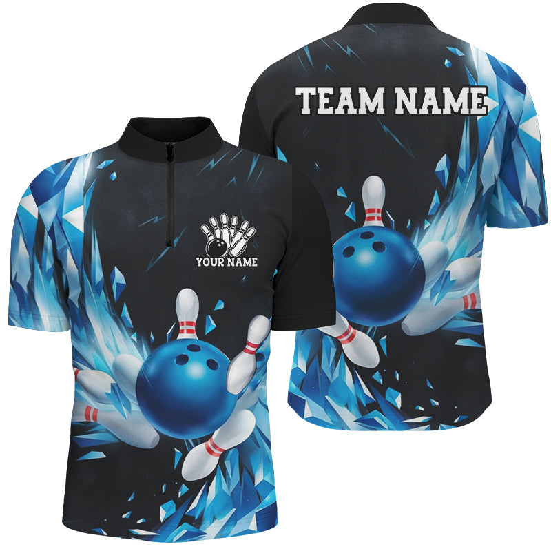 Ice Blue Custom Bowling Shirts For Men, Bowling Team Uniform Bowlers Outfits IPHW7596