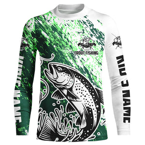 Custom Trout Fishing Jerseys, Trout Tournament Long Sleeve Fishing Shirts For Men And Women | Green IPHW5816