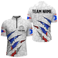 Load image into Gallery viewer, Personalized Puerto Rico Flag Bowling Quarter-Zip Shirts For Men, Puerto Rico Bowling Jerseys IPHW8725