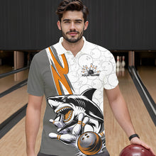 Load image into Gallery viewer, Custom Orange Shark Bowling Polo Shirts For Men, Shark Bowling Team Tournament Outfits IPHW8730