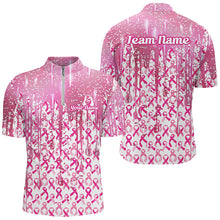 Load image into Gallery viewer, 3D Pink Glitter Pink Ribbon Pattern Custom Breast Cancer Polo Shirts For Women IPHW7050
