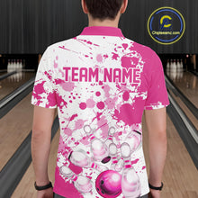 Load image into Gallery viewer, Custom Pink Bowling Polo Shirts For Men, Bowling Team Shirts Bowling Jerseys With Name IPHW7052
