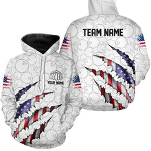 Load image into Gallery viewer, Custom Patriotic Hoodie Bowling Shirts For Men And Women, American Flag Usa Bowling League Shirts IPHW5523