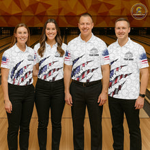 Load image into Gallery viewer, Personalized American Flag Bowling Team Shirts For Men And Women Patriotic Bowling Gifts IPHW5523