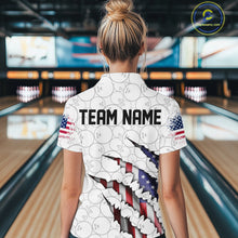 Load image into Gallery viewer, Personalized American Flag Bowling Team Shirts For Women Patriotic Bowling Gifts IPHW5523