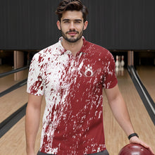 Load image into Gallery viewer, Personalized White And Brick Red Bowling Team Polo Shirts For Men, Bowling Tournament Outfits IPHW8746