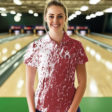 Load image into Gallery viewer, Personalized White And Brick Red Bowling Team Womens Polo Shirt, Bowling Tournament Outfits IPHW8746