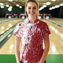 Load image into Gallery viewer, Custom White And Brick Red Bowling Quarter-Zip Shirts For Women, Bowling Tournament Outfits IPHW8746