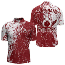Load image into Gallery viewer, Personalized White And Brick Red Bowling Team Men Quarter-Zip Shirts, Bowling Tournament Outfits IPHW8746