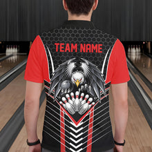 Load image into Gallery viewer, Custom Black And Red Eagle Bowling Jerseys, Bowling Team Men Polo Shirts Bowlers Outfits IPHW8748