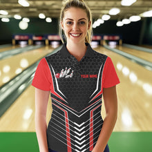 Load image into Gallery viewer, Custom Black And Red Eagle Bowling Jerseys, Bowling Team Women Polo Shirts Bowlers Outfits IPHW8748