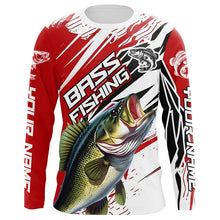 Load image into Gallery viewer, Largemouth Bass Fishing Custom Long Sleeve Tournament Shirts, Bass Fishing Jerseys | Red IPHW6243