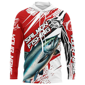 Chinook Salmon Fishing Custom Long Sleeve Tournament Shirts, Salmon Fishing Jerseys | Red IPHW6244