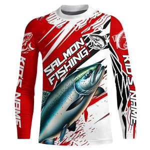 Chinook Salmon Fishing Custom Long Sleeve Tournament Shirts, Salmon Fishing Jerseys | Red IPHW6244