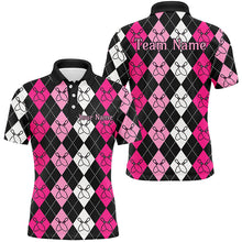 Load image into Gallery viewer, Pink Argyle Pattern Bowling Shirts For Men, Custom Bowling Uniforms IPHW7305