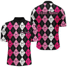 Load image into Gallery viewer, Pink Argyle Pattern Bowling Shirts For Men, Custom Bowling Uniforms IPHW7305