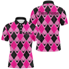 Load image into Gallery viewer, Pink Argyle Pattern Custom Bowling Shirts For Men, Personalized Bowling Team Shirt IPHW7307