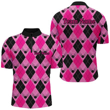 Load image into Gallery viewer, Pink Argyle Pattern Custom Bowling Shirts For Men, Personalized Bowling Team Shirt IPHW7307