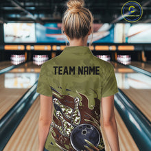 Load image into Gallery viewer, Custom Military Camo Bowling Quarter-Zip Shirts For Women, Patriotic Bowling Team Shirt IPHW8038