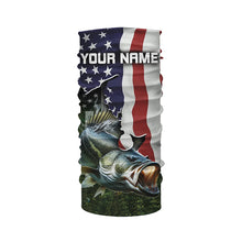 Load image into Gallery viewer, Personalized American Flag Bass Fishing Shirts, Patriotic Bass Tournament Fishing Shirts IPHW5699