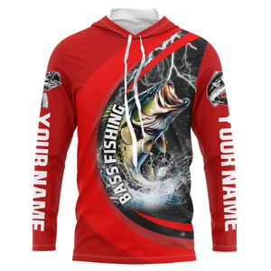 Personalized Bass Fishing Jerseys, Largemouth Bass Tournament Fishing Shirts | Red IPHW5703