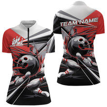 Load image into Gallery viewer, Custom Black And Red Striking Bowling Womens Quarter-Zip Shirts, Team Bowlers Outfits IPHW8766