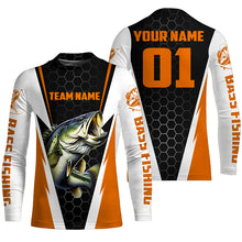 Load image into Gallery viewer, Personalized Bass Fishing Sport Jerseys, Bass Fishing Long Sleeve Tournament Shirts | Orange IPHW4382