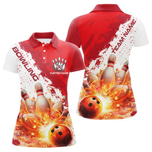 Load image into Gallery viewer, Red Flame Strike Bowling Custom Team Shirts For Women, Bowlers Outfit Bowling Team Jersey IPHW6254