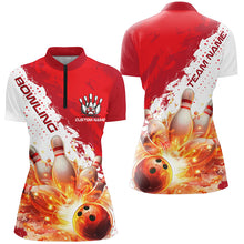 Load image into Gallery viewer, Red Flame Strike Bowling Custom Team Shirts For Women, Bowlers Outfit Bowling Team Jersey IPHW6254