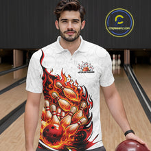 Load image into Gallery viewer, Cusom Red Flame Bowling Men Polo Team Shirt, Fire Bowling Tournament Jersey IPHW11127