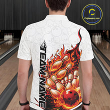 Load image into Gallery viewer, Cusom Red Flame Bowling Men Polo Team Shirt, Fire Bowling Tournament Jersey IPHW11127