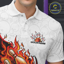 Load image into Gallery viewer, Cusom Red Flame Bowling Men Polo Team Shirt, Fire Bowling Tournament Jersey IPHW11127