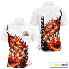 Load image into Gallery viewer, Cusom Red Flame Bowling Men Polo Team Shirt, Fire Bowling Tournament Jersey IPHW11127