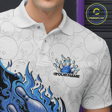 Load image into Gallery viewer, Cusom Blue Flame Bowling Men Polo Team Shirt, Fire Bowling Tournament Jersey IPHW11129