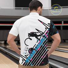 Load image into Gallery viewer, Custom Blue And Pink Camo Strike Bowling Quarter-Zip Shirts For Men, Bowling Heartbeat Pulse Line IPHW9248