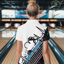 Load image into Gallery viewer, Custom Blue And Pink Camo Strike Bowling Women Quarter-Zip Shirts, Bowling Heartbeat IPHW9248
