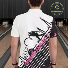 Load image into Gallery viewer, Custom Black And Pink Camo Strike Bowling Polo Shirt For Men, Bowling Heartbeat Pulse Line IPHW9250