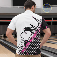 Load image into Gallery viewer, Custom Black And Pink Camo Strike Bowling Quarter-Zip Shirt For Men, Bowling Heartbeat Pulse Line IPHW9250