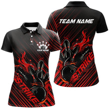 Load image into Gallery viewer, Custom Black And Red Flame Ladies Bowling Shirts, Strike Bowling Team Shirts Outfit Bowling IPHW7319