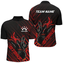 Load image into Gallery viewer, Custom Black And Red Flame Bowling Shirts For Men, Strike Bowling Team Shirts Outfit Bowling IPHW7319